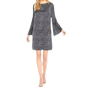 The Limited Pleated Sleeve Dress Brush Dot Navy Size 8 Feminine Polka dot NWT